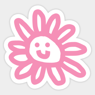 Pink Daisy Flower Smiley Face Sticker